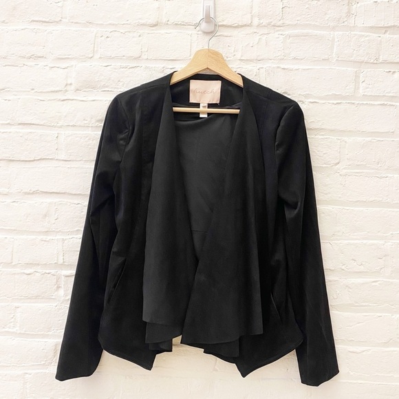 Anthropologie || Hutch Draped Faux Suede Jacket in Black Small - Picture 1 of 6